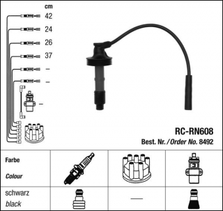 Zapalovací kabely NGK Volvo V40 1.8 (04.99-06.04) RC-RN608 8492 (sada)