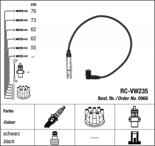 Zapalovací kabely NGK VW Bora 2.3 VR5 (08.98-02.01) RC-VW235 966 (sada)