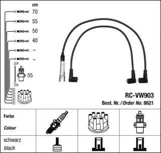 Zapalovací kabely NGK VW Caddy 1.6 (06.96-12.00) RC-VW903 8621 (sada)