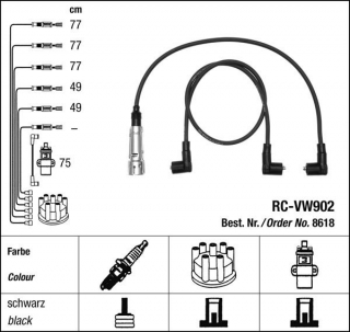 Zapalovací kabely NGK VW Caravelle 2.5 (07.94-08.96) RC-VW902 8618 (sada)