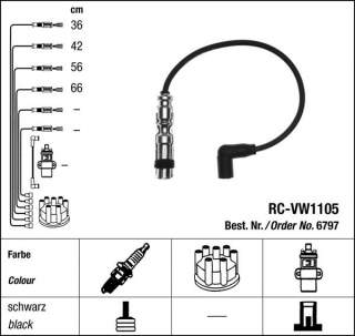 Zapalovací kabely NGK VW Fox 1.4 (04.05-) RC-VW1105 7044 (sada)
