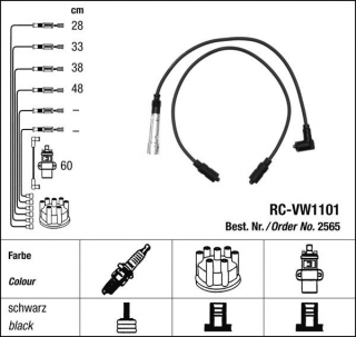 Zapalovací kabely NGK VW Golf 1.8 GTi (08.82-07.83) RC-VW1101 2565 (sada)