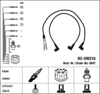 Zapalovací kabely NGK VW Jetta 1.3 (08.89-07.91) RC-VW216 947 (sada)