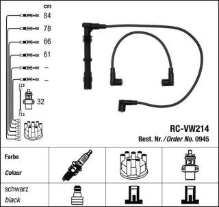 Zapalovací kabely NGK VW Jetta 1.8 (08.85-07.91) RC-VW214 945 (sada)