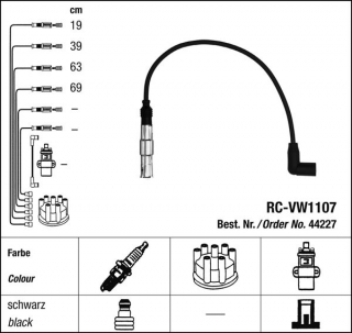 Zapalovací kabely NGK VW New Beetle 2.0 (01.98-10.10) RC-VW1107 44227 (sada)