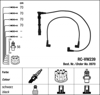Zapalovací kabely NGK VW Passat 2.0 (01.94-10.96) RC-VW239 970 (sada)