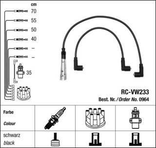 Zapalovací kabely NGK VW Polo 1.0 (09.94-07.96) RC-VW233 964 (sada)