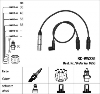 Zapalovací kabely NGK VW Polo 1.6 (11.95-08.99) RC-VW225 956 (sada)