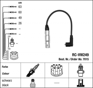 Zapalovací kabely NGK VW Sharan 2.0 (09.95-09.10) RC-VW249 7015 (sada)