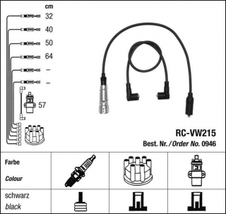 Zapalovací kabely NGK VW Vento 2.0 (11.91-06.94) RC-VW215 946 (sada)
