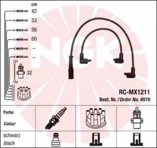 Zapalovací kabely NGK Wartburg 353 1.3 (04.88-03.91) RC-MX1211 4978 (sada)