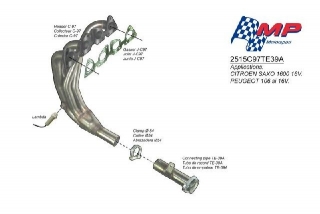 Závodní svod výfuku, nerezový na Citroen Saxo 1.6 16V VTS 118PS -Racing headers