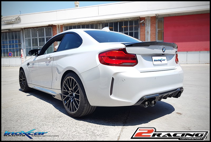 Zadní tlumič koncovkou výfuku 2x průměru 90 X-RACE BLACK MATT P+L + Valves assembly společně soriginal electric engines Inoxcar racing VALV.BMF87.03