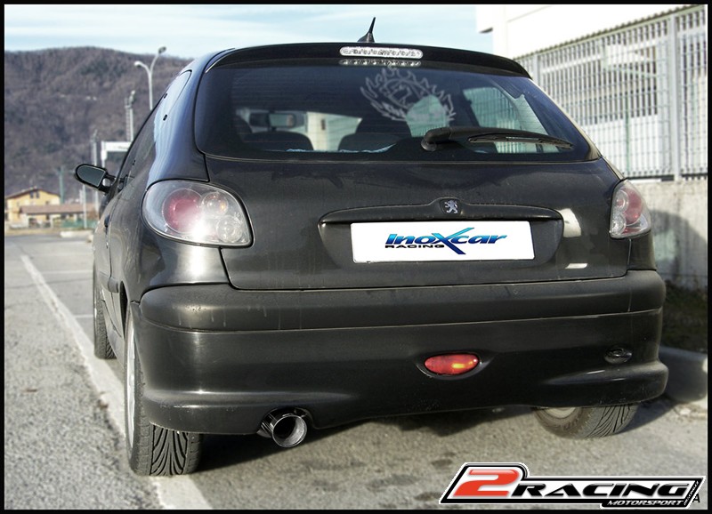 Zadní sportovní výfuk z nerezové oceli s koncovkou o průměru 80 Inoxcar racing PE206.12.80