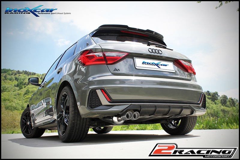 Zadní tlumič koncovkou výfuku 2 x průměru 70 RacingExclusive assembly společně soriginal spoiler A1 40TFSI(For the assembly it is necessary to reverse the original support of the grommet) Inoxcar racing AUA1.08.RA