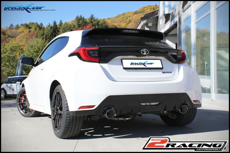 Zadní 2 s tlumiče společně skoncovka průměru 100 Racing P+L - TIG welding (For the installation on TCTO.02 / TCTOS.02 it is necessary to order separately the adapter AD.YARIS.01) (For the installation on the original central pipe it is necessary to order