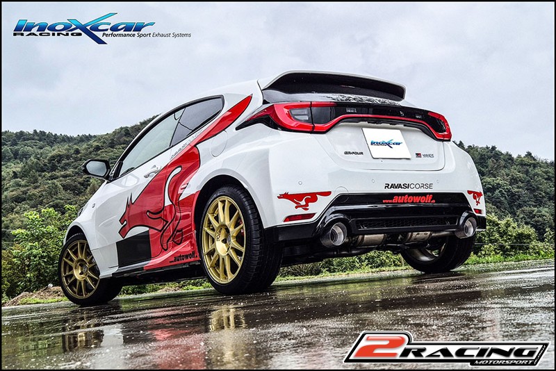 turbo centrale silenziato + Adattatore + Posteriore 2 silenziatori con uscita průměru 114 Racing DX+SX Inoxcar racing CATBACK.TOYA.09.114R