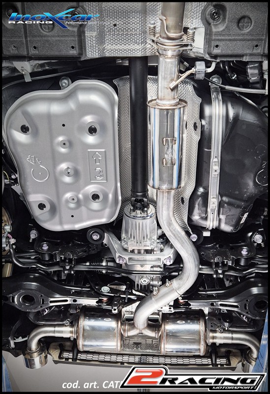 turbo centrale silenziato + Adattatore + Posteriore 2 silenziatori con uscita průměru 114 Racing DX+SX Inoxcar racing CATBACK.TOYA.09.114R