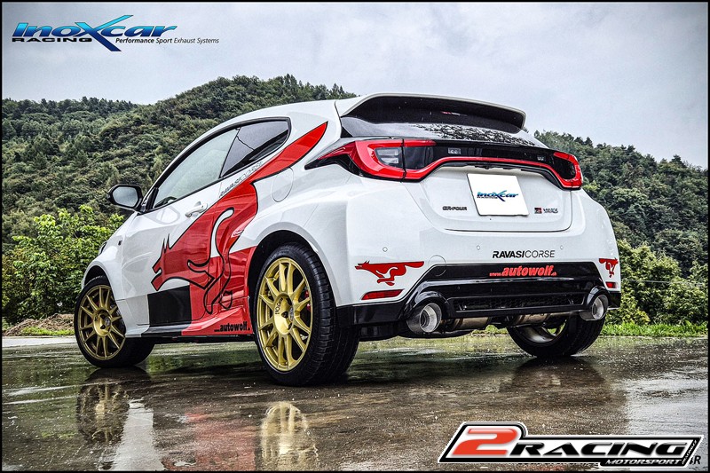 turbo centrale diretto+ Adattatore + Posteriore 2 silenziatori con uscita průměru 114 Racing DX+SX Inoxcar racing CATBACK.TOYA.11.114R