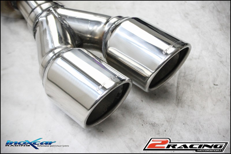 Zadní tlumič koncovkou výfuku 2 x průměru 80 X-RACE Exclusive assembly on original spoiler Volkswagen POLO AW GTI Inoxcar racing WPO.27.XR80