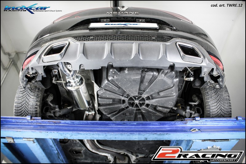 Duplex Zadní s tlumiče D+S Exclusive assembly on original spoiler Renault Megane IV GT (it is necessary to do a cut in the exit wound RIGHT side €“ it is recommended the application of protection for the heat on the right side of the bumper) Inoxcar racin