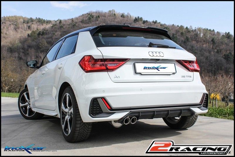 Zadní tlumič koncovkou výfuku 2 x průměru 70 X-RACE + Valve společně sassembly original electric engine Exclusive assembly společně soriginal spoiler of Audi A1 40TFSI (For the assembly it is necessary to reverse the original support of the grommet