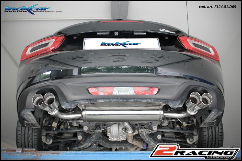 Zadní tlumič koncovkou výfuku 2 x průměru 65 Racing P+L (Exclusive assembly společně soriginal spoiler Abarth 124) Inoxcar racing F124.01.D65