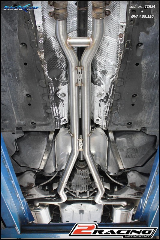 Zadní výfuk z nerezové oceli s koncovkou L+R Oválná 150x105 OBLIQUE Inoxcar racing OVA4.05.150