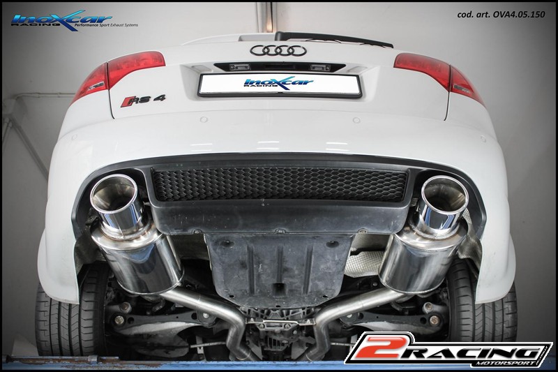 Zadní výfuk z nerezové oceli s koncovkou L+R Oválná 150x105 OBLIQUE Inoxcar racing OVA4.05.150