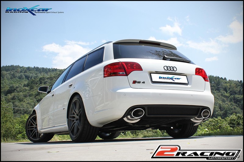 Zadní výfuk z nerezové oceli s koncovkou L+R Oválná 150x105 OBLIQUE Inoxcar racing OVA4.05.150