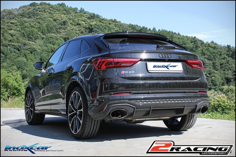 turbo centrale diretto + Terminale silenziato (piÃ¹ libero, piÃ¹ rumoroso) + Valvole con montaggio motorini elettrici di serie Inoxcar racing VALV.RSQ3.SB.02