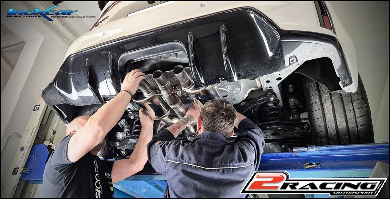 turbo centrale diretto + Terminale silenziato con uscite centrali 3 x průměru 114 Racing BLACK CERAMIC + Vavola con montaggio motorino elettrico di serie (průměru 70) Inoxcar racing CATBACK.HOCI.14.114CBLACK