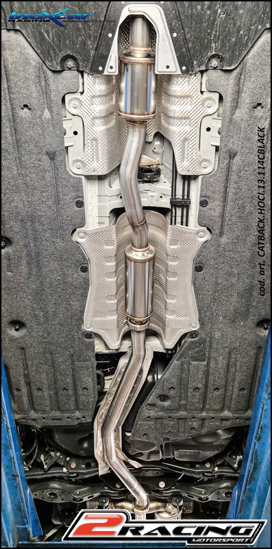turbo centrale silenziato + Terminale silenziato con uscite centrali 3 x průměru 114 Racing BLACK CERAMIC + Vavola con montaggio motorino elettrico di serie Inoxcar racing CATBACK.HOCI.13.114CBLACK