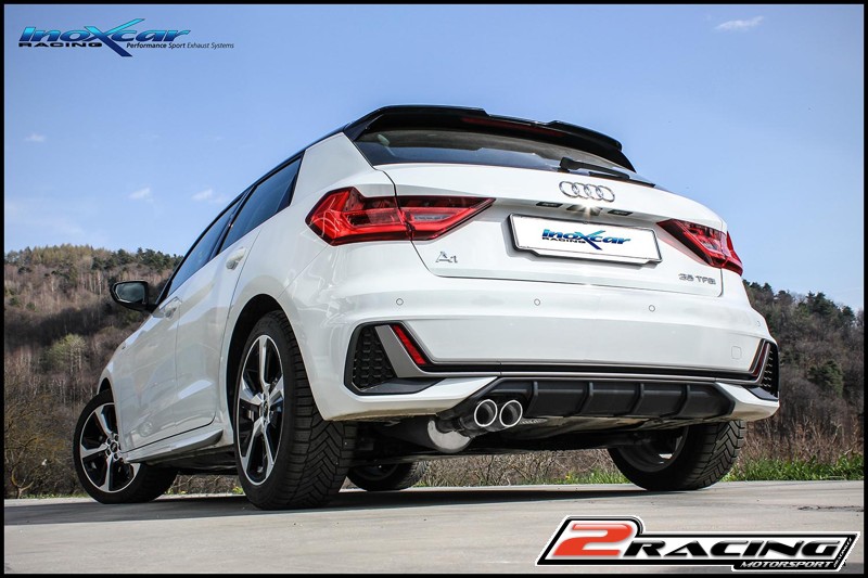 Zadní tlumič koncovkou výfuku 2 x průměru 70 X-RACE + Valve společně sassembly original electric engine Exclusive assembly společně soriginal spoiler of Audi A1 40TFSI (For the assembly it is necessary to reverse the original support of the grommet