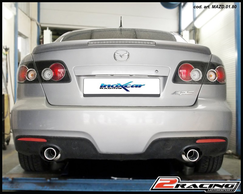 Zadní výfuk z nerezové oceli s koncovkou Oválná 120x80 OBLIQUE L+R Inoxcar racing MAZD.01.120