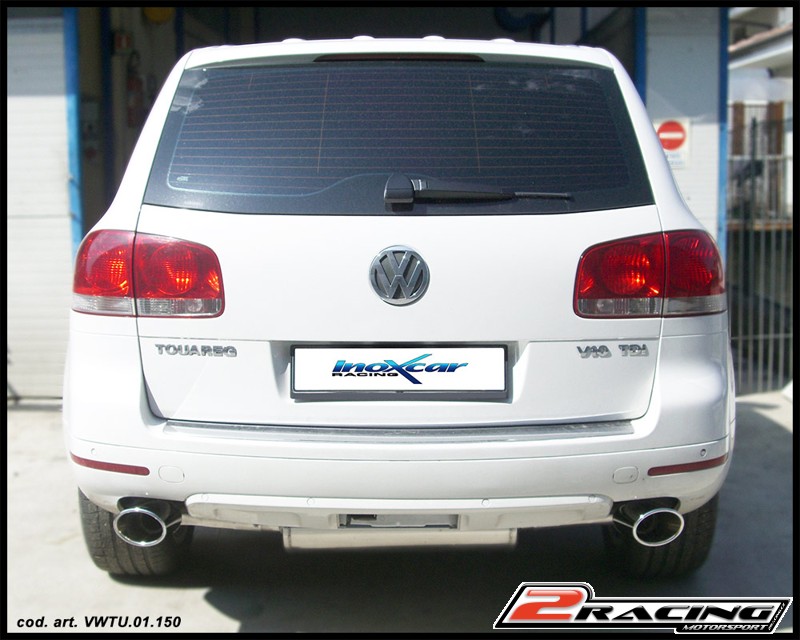 Zadní výfuk z nerezové oceli s koncovkou Oválná 150x105 OBLIQUE P+L Inoxcar racing VWTU.01.150