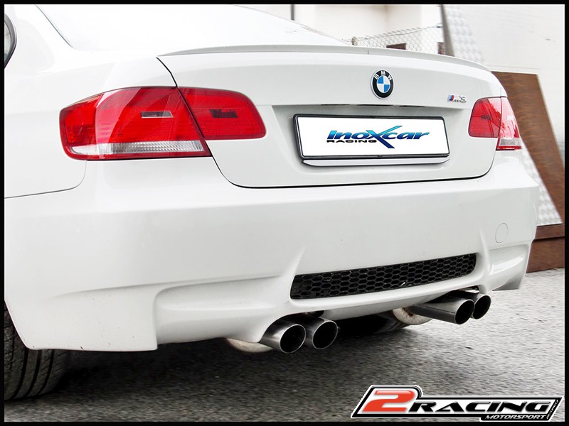 Zadní výfuk z nerezové oceli s koncovkou 2 x průměru 76 Racing L+R Inoxcar racing OVBM.E92.RA