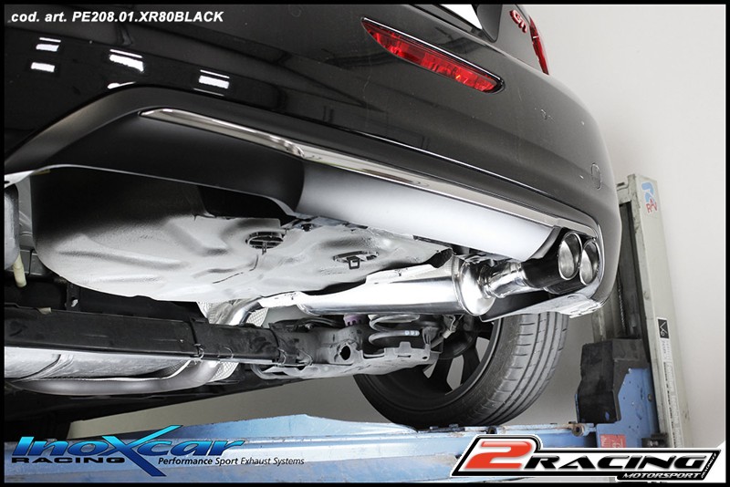 Zadní sportovní výfuk bez tlumiče s dvojitou koncovkou 80 Racing - diameter increased 63mm Inoxcar racing PE208.05.RA