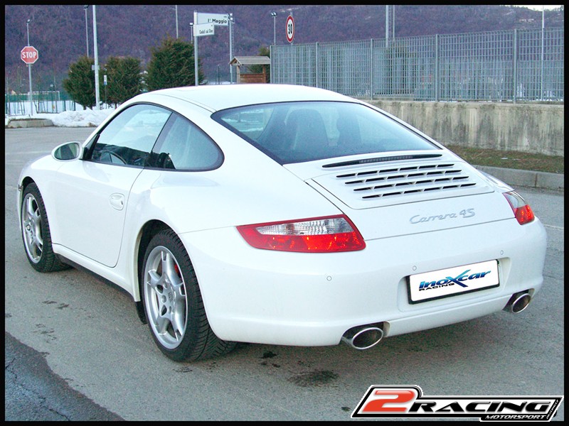 Zadní výfuk z nerezové oceli s koncovkou Oválná 150x105 OBLIQUE L+R Inoxcar racing OV911.01.150