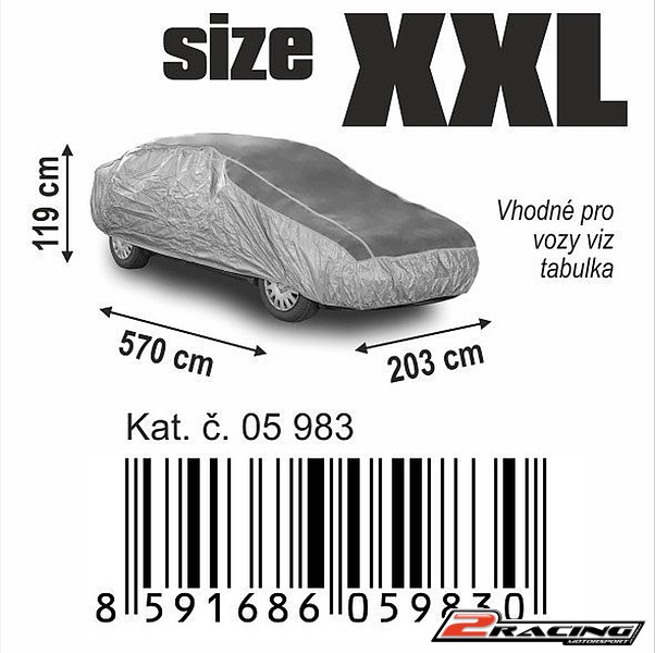 Plachta na auto ochranná proti kroupám XXL 570×203×119cm 5983
