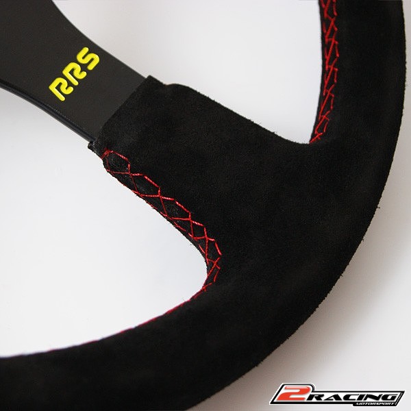 Semišový závodní volant terénní auto plochý RRS OFF ROAD 380/0mm