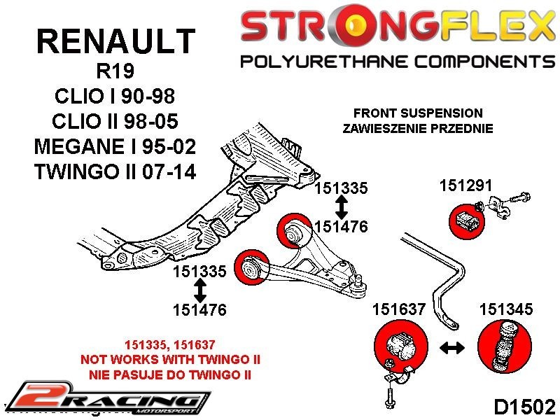 Přední stabilizátor silentblok 151291B