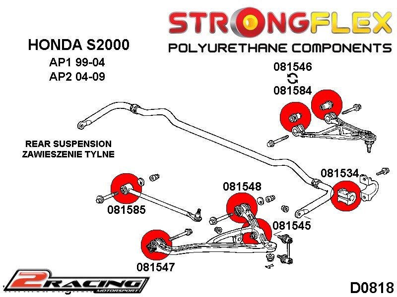 Komplet zadní tvrdé silentbloky podvozku AP2 086152B