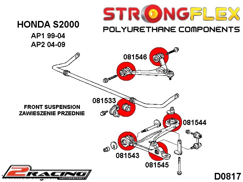 Komplet tvrdé silentbloky podvozku AP2 Sport 086154A