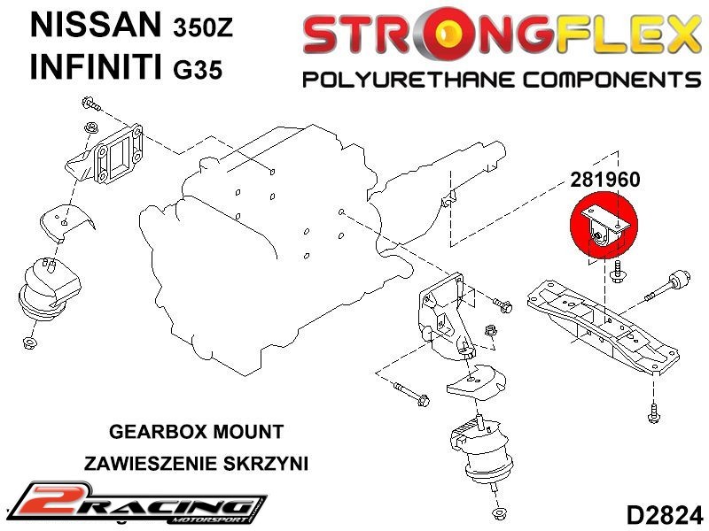 Silentblok vložka držáku převodovky 281960B