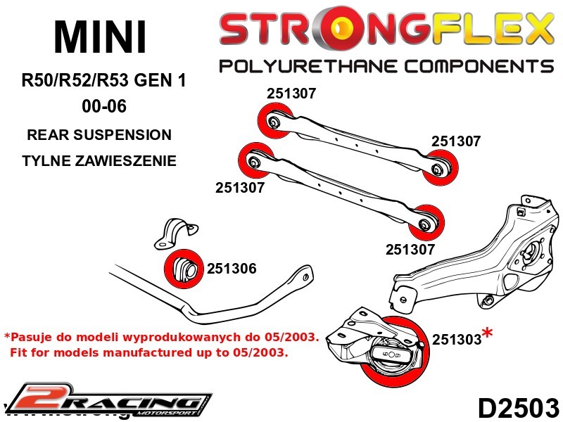 Zadní vlečné rameno silentblok 80mm Sport 251303A