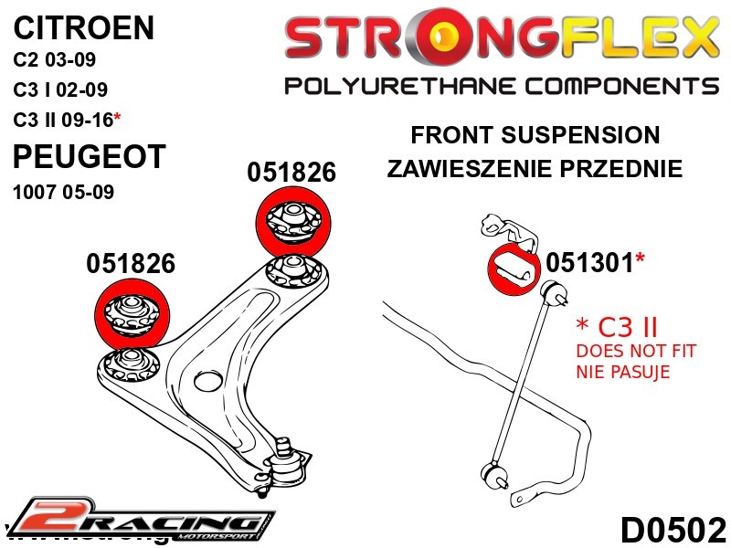 Komplet silentbloky podvozku Sport 056002A