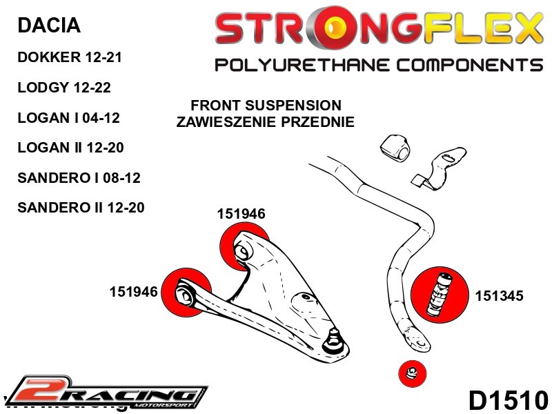 Přední stabilizátor vnější silentblok Sport 151345A