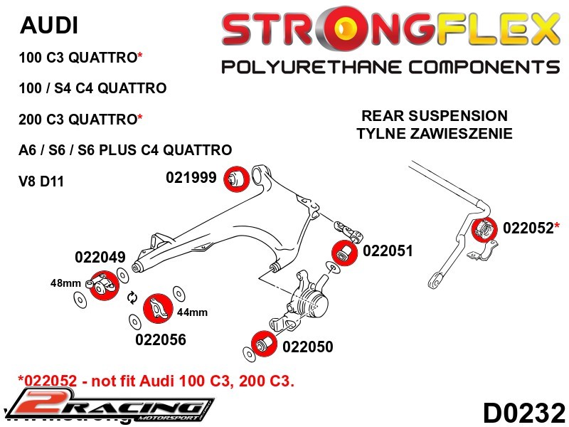 Zadní spodní rameno přední silentblok 44mm Sport 022056A