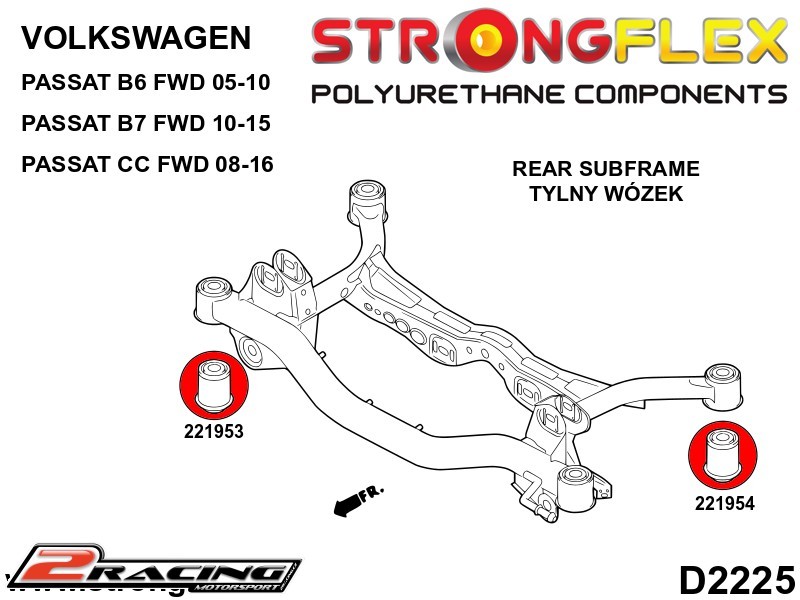 Zadní nápravnice zadní silentblok Sport 221953A